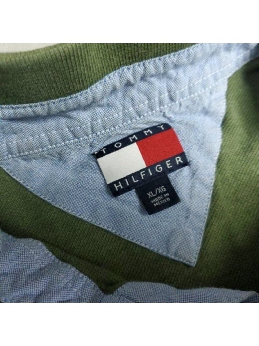 VINTAGE Tommy Hilfiger Polo Shirt Mens XL Green Cotton Short Sleeve 90s y2K - Picture 4 of 7